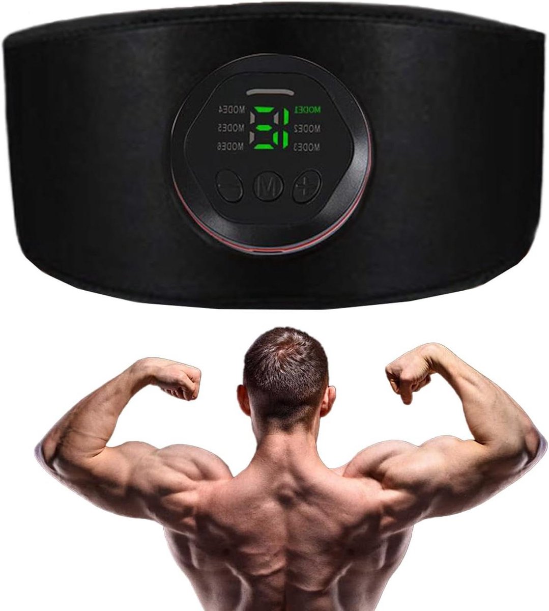 Buikspier Trainingsapparaat - Buikband Stimulator - Spiertraining & Ontspanning - 18 Intensiteitsniveaus - Totale lengte 1.1m - Zwart