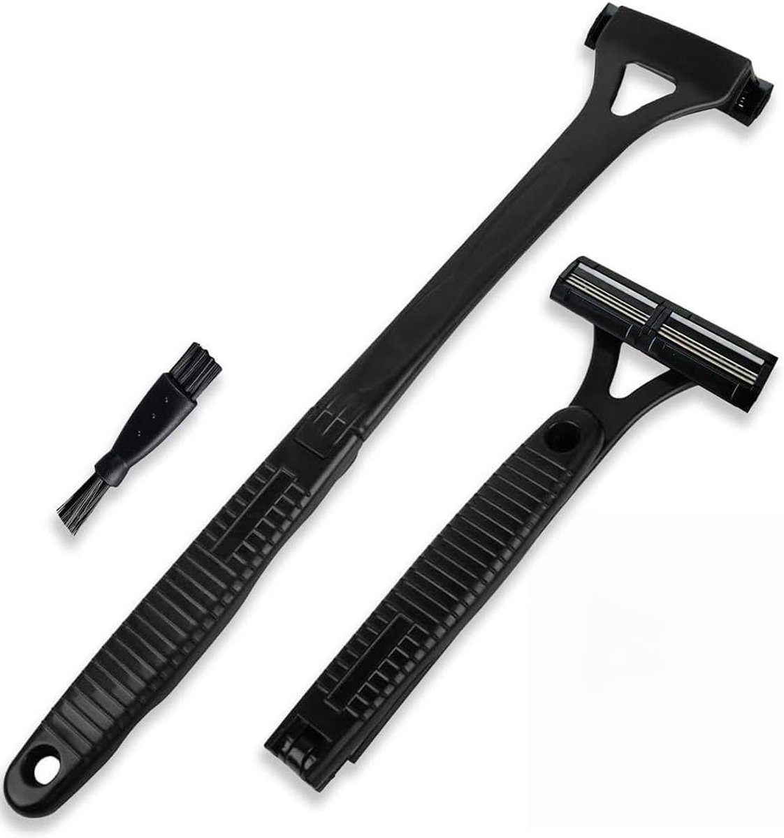 Rugscheerapparaat Heren - Lichaamstrimmer Set - Efficiënte Lichaamsverzorging - Opvouwbaar 45cm Handvat - 2 Verwisselbare Koppen - Zwart