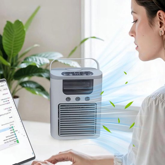 Koelventilator - Luchtkoeler - Persoonlijke Koeling - Met Sproeinevel - Compact Formaat - Grijs — afbeelding 5