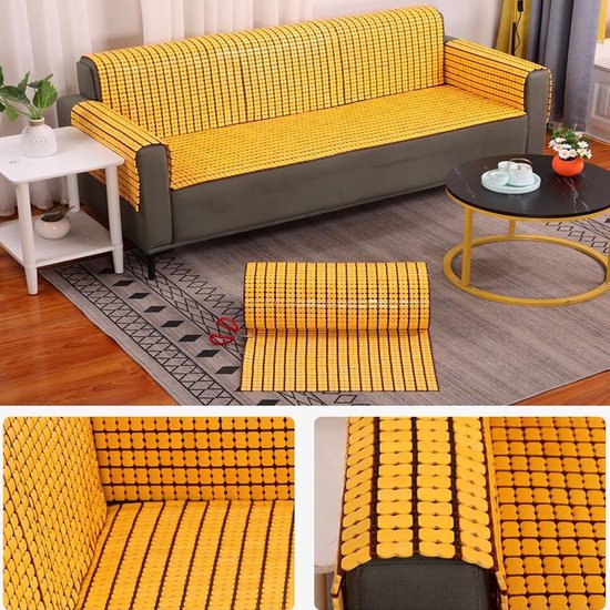 Bamboe Zomer Mat - Slaapmat Koelmat - Koel Slapen - Gecarboniseerd Bamboe - 70x150cm - Geel — afbeelding 5