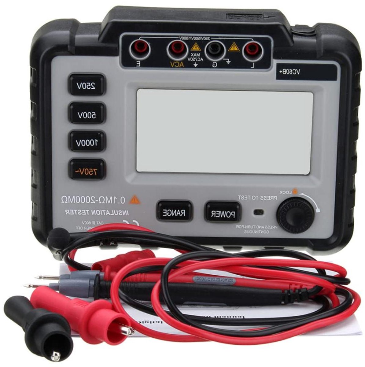 Isolatieweerstandstester - Megger meter - Elektrische controle - Groot LCD display - 250/500/1000 V - Wit