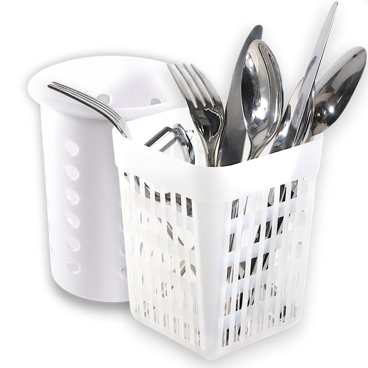 Besteckhalter Set - Keukengerei Houder - Keuken Organiseren - Rand Versterkt - 2 stuks - Wit