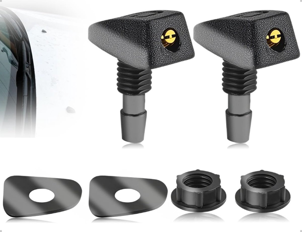 SnelShoppen - 2 x Windscreen Washer - Universele Plastic Spuitmond - Zwart - Voor Onderhoud en Reparatie - Effectieve Ruitensproeier - Auto Accessoire