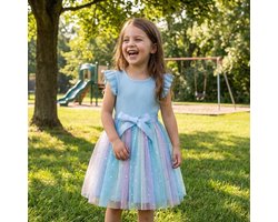 JiAmy Regenboog pailletten tule partyjurk voor meisjes - ShopVlot