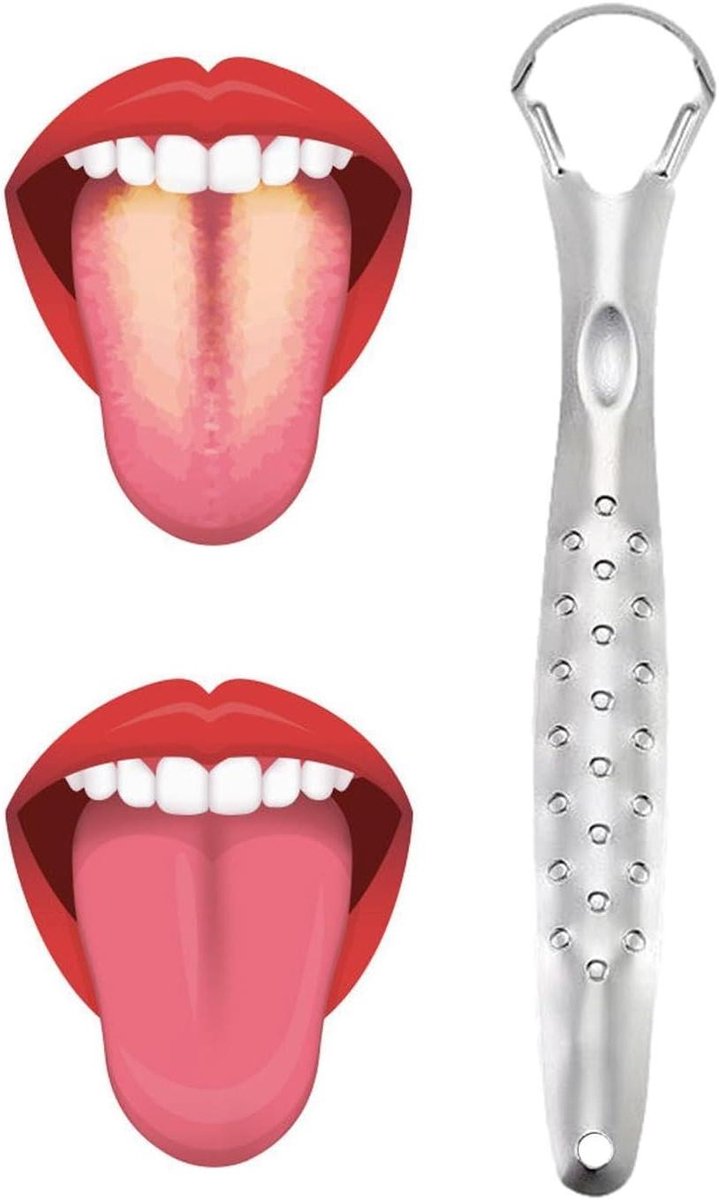 Tongschraper Metaal - Mondhygiëne Set - Frisse Adem - Roestvrij Staal - 11 cm - Zilverkleurig