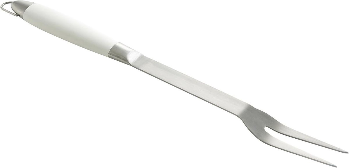Barbecue Vork - Grillgereedschap - Buiten Koken - Rubberen Handvat - 43 cm - Wit