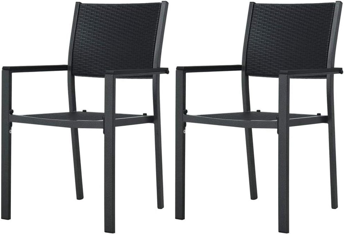 Tuinstoelen Set - Buitenstoelen - Genieten Buiten - Rotan Look - 2 Stuks - Zwart