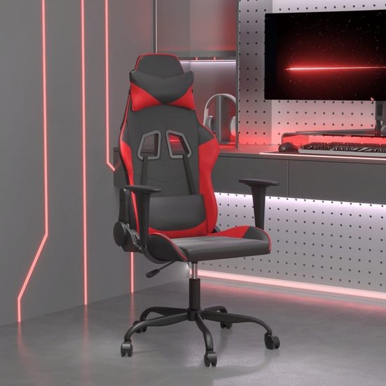 Gaming Stoel - Comfortabele Stoel - Ontspannen Zitten - Met Massagefunctie - Verstelbaar - Zwart Rood — afbeelding 2