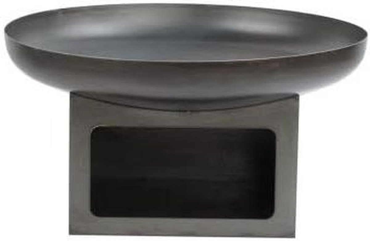 Vuurschaal Pan 12 - Buitenhaard Tuin - Terras Verwarmen - Met Houtopslag - 60-80 cm - Zwart