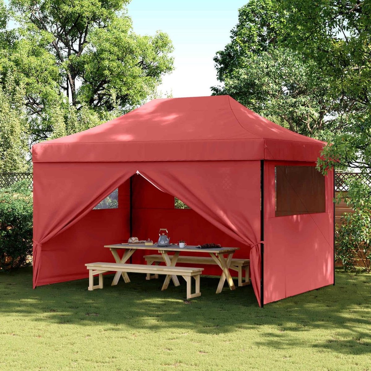 Partytent - Klaptent - Feest in tuin - Waterafstotend Oxford - 410 x 315 cm - Bordeauxrood