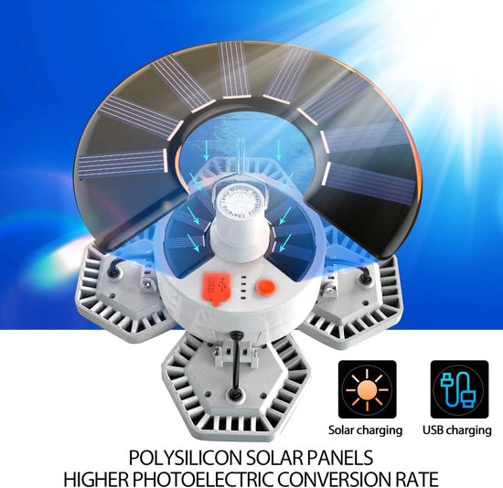 169 LED Solar Camping Light Outdoor, USB Tent Lantaarn Oplaadbare, met afstandsbediening Power Bank opknoping werk Light Camp Lamp 5 modi waterdicht 360 ° helder 5000 Lumen [Energieklasse A+++] — afbeelding 5