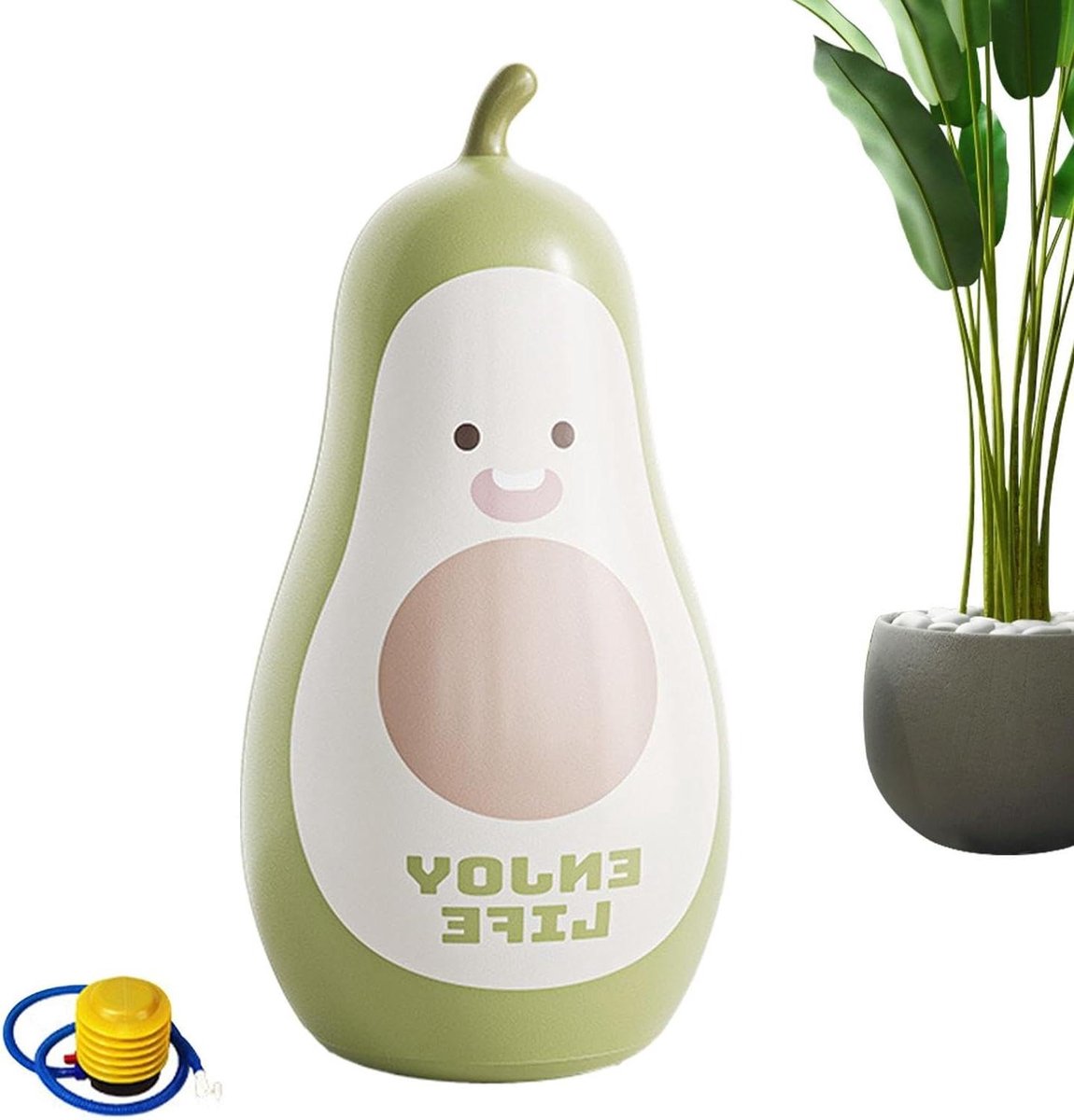Opblaasbare Bokszak - Staande Zandzak - Kinderspeelgoed - Vrolijk Fruit Design - 65 cm Hoog - Avocado