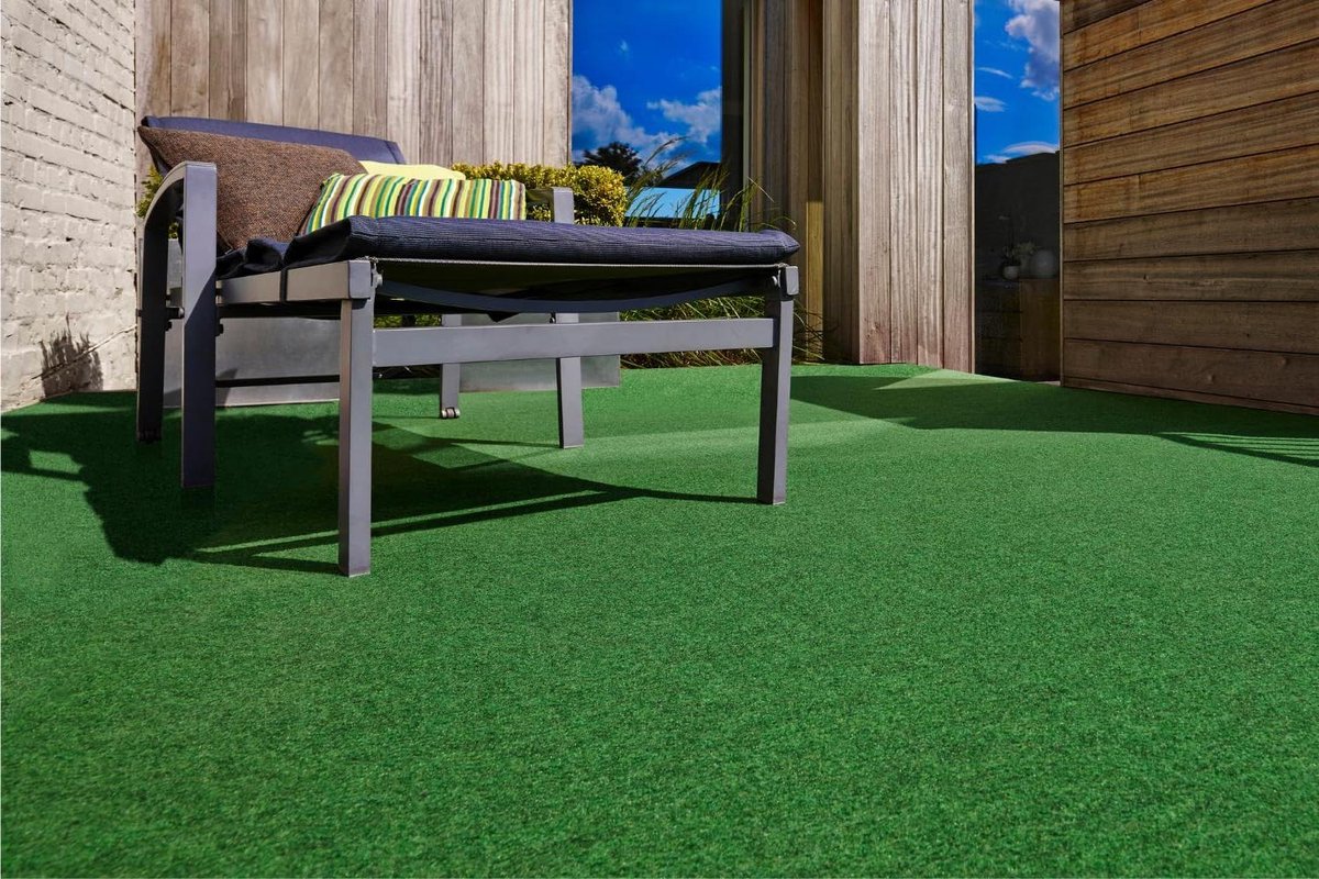 andiamo Kunstgrastapijt Field met noppen - kunstgras outdoor voor gebruik als balkon vloerbedekking of outdoor tapijt - weerbestendig en op maat te snijden 200 x 100 cm groen