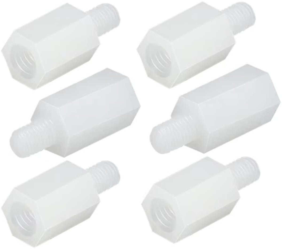 Dailygoody - Mannelijke Vrouwelijke Nylon Hex Spacer - Afstandhouders - Wit - Schroef Moer - 100 stuks - Geschikt voor Elektronische Toepassingen