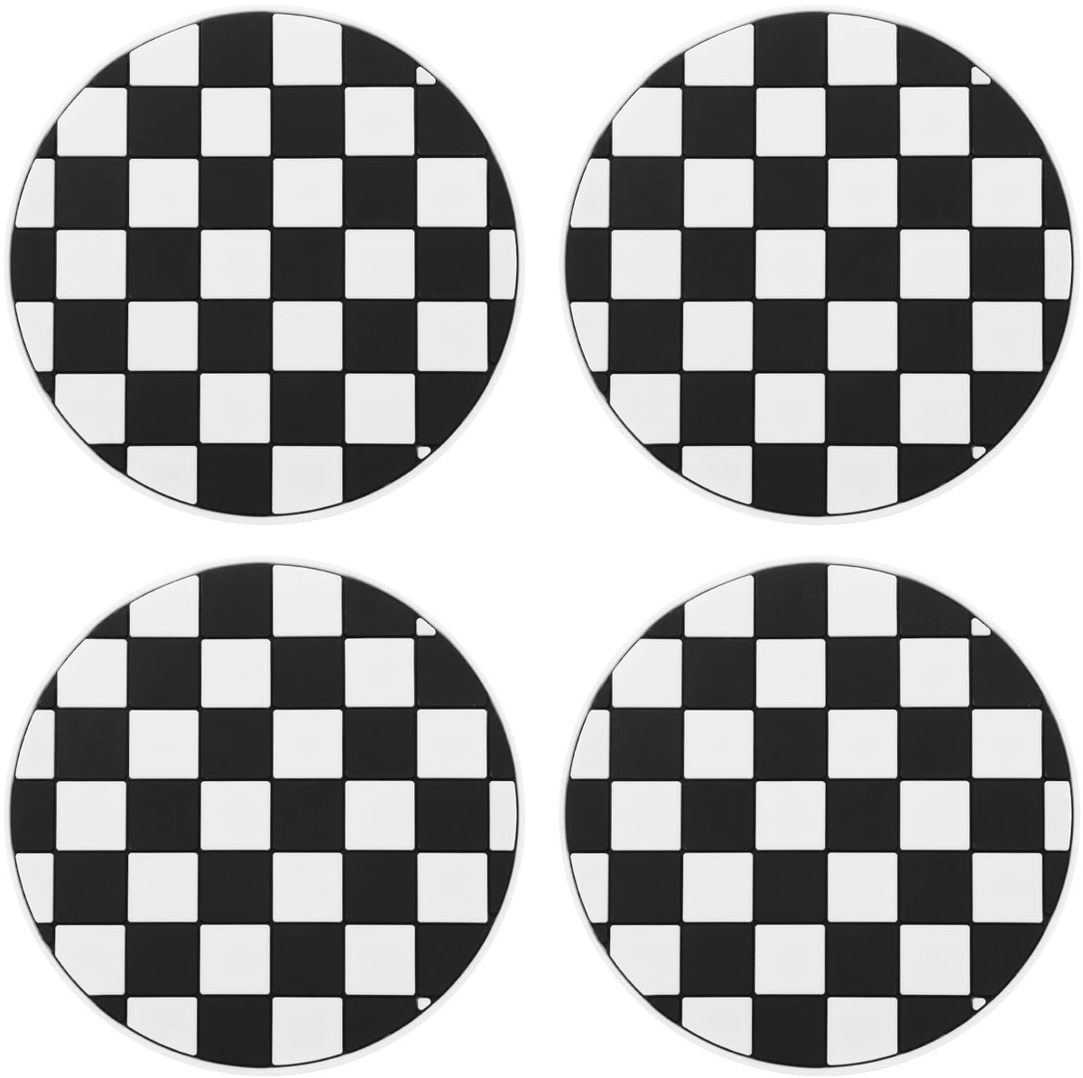 Dailygoody - Auto Onderzetters - Antislip Bekermatjes - 4-delig - Zwart en Wit - Universele Accessoires voor Auto's