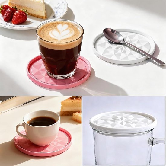 Yoghurt deksels - Siliconen deksels - Yoghurt vers houden - Omkeerbaar als onderzetter - 6 cm diameter - Transparant — afbeelding 4