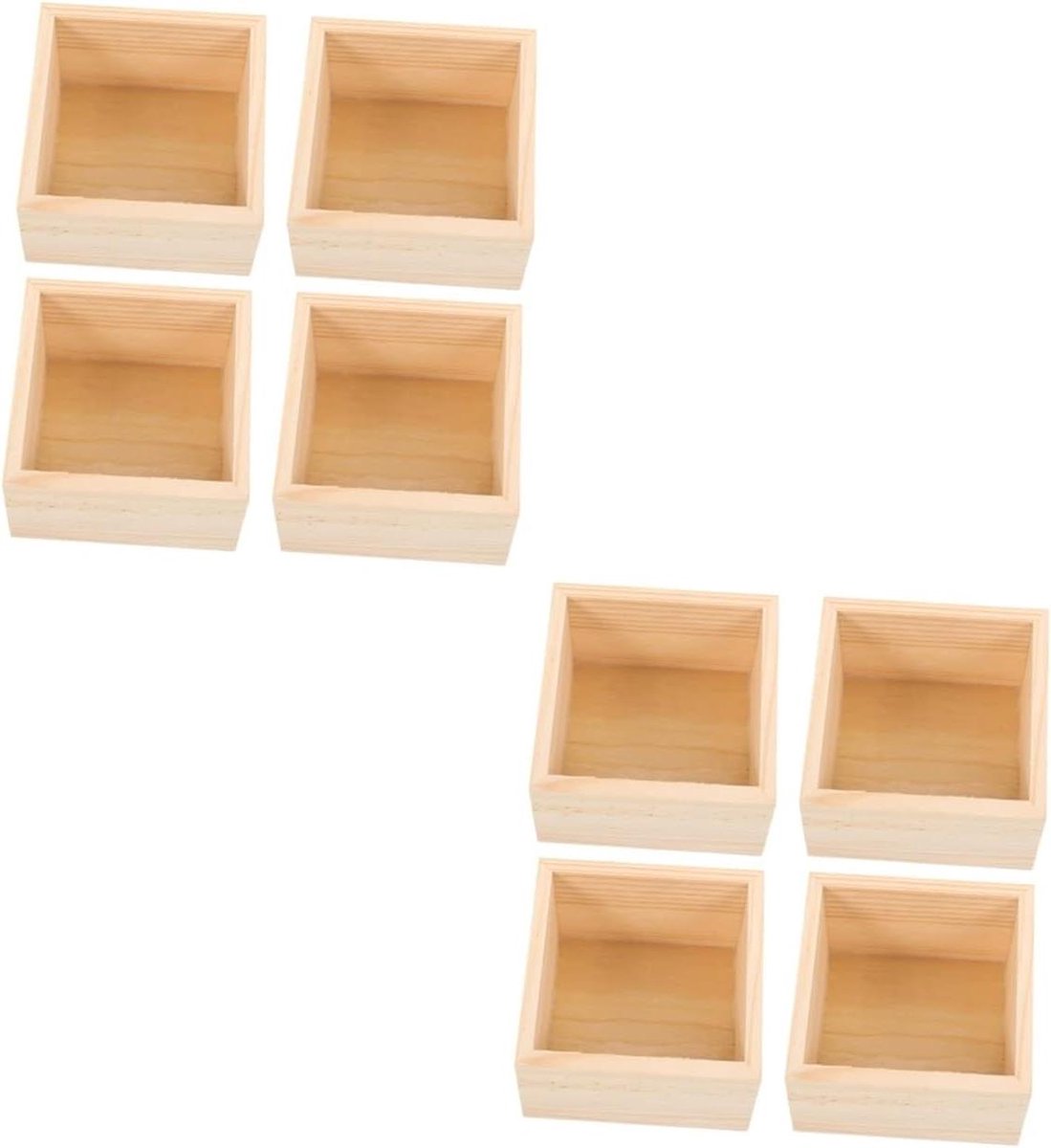 Houten Opbergdozen - Knutselkistjes - Decoratieve Opslag - Onafgewerkt Hout - 8x8x4cm - Khaki