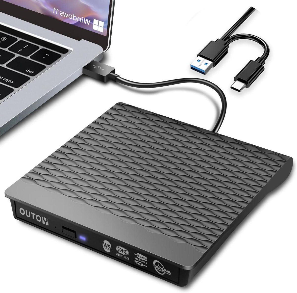 Externe DVD Drive - CD Brander RW - Bestanden Archiveren - Dubbele USB 3.0 Type C - 1.8 cm dik