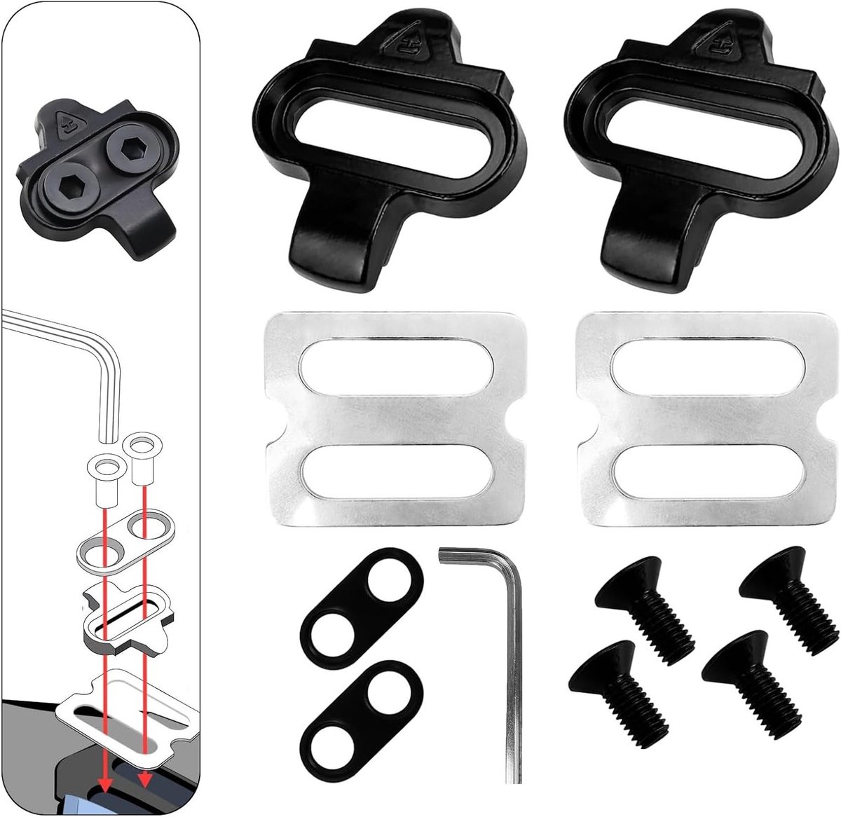 Bicycle Cleat Set voor Shimano SPD SL, Fiets Pedalen en Accessoires voor Binnen- en Buitensport, Geschikt voor Mountainbiken en Fietsen