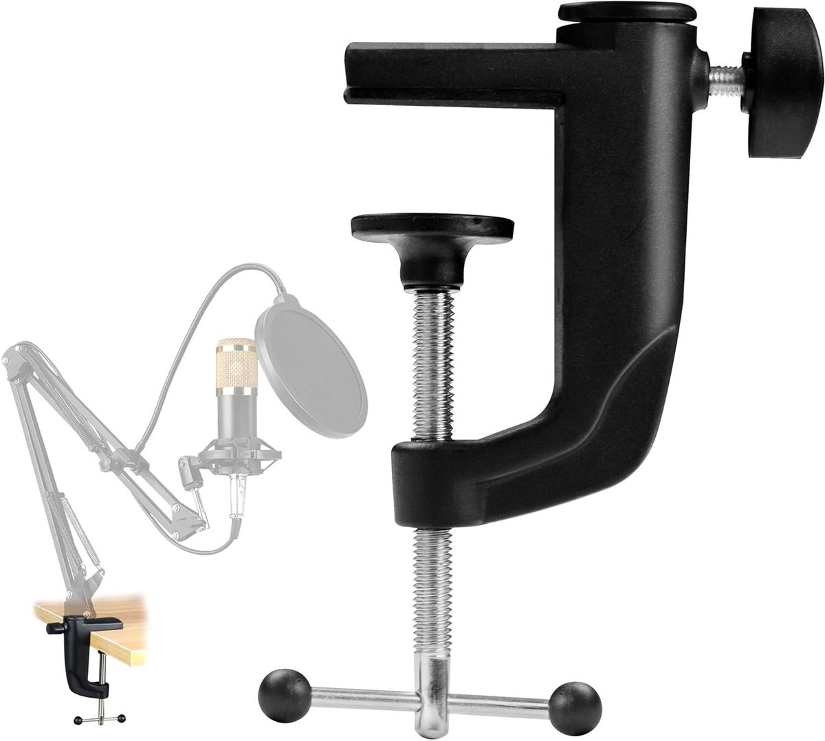 Verstelbare Tafelstandaard voor Microfoons - Robuuste Klem met Schroefbevestiging voor Scissor Arm en Accessoires, 1 Stuk