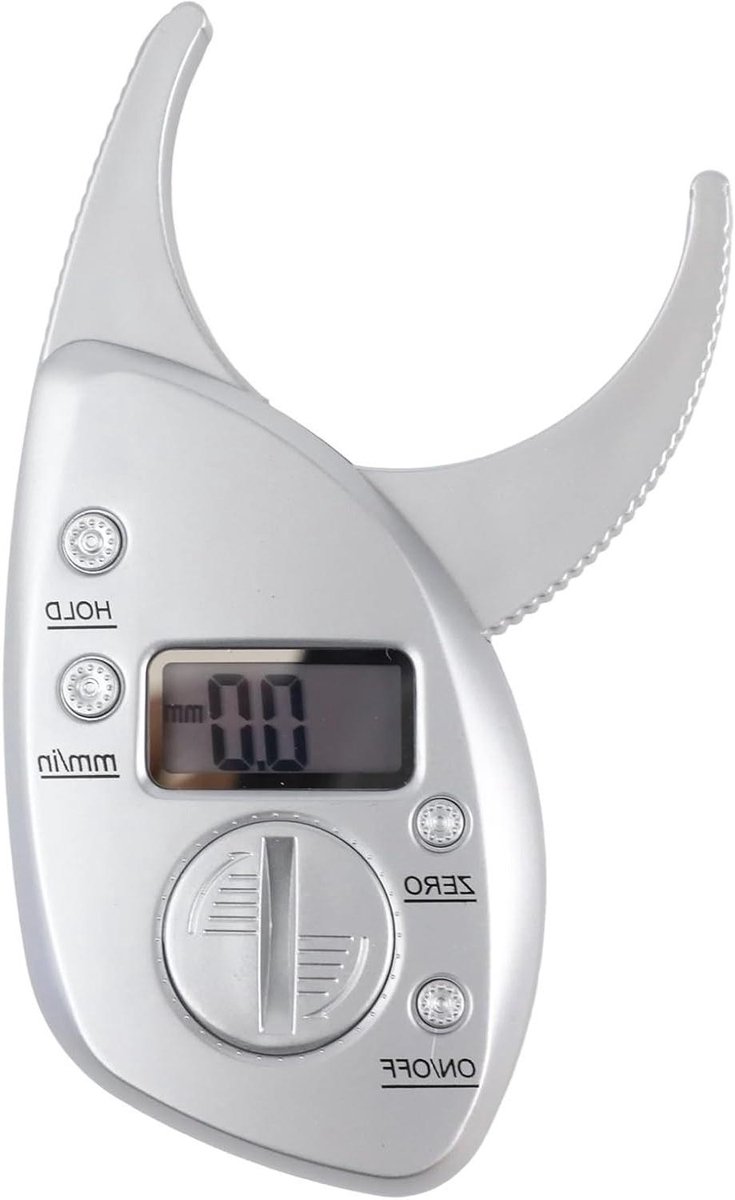 Digitale Lichaamsvetmeter - Huidplooimeter Vetmeter - Fitness Tracking - ABS Zachte Klemmen - 0-50 mm - Zilvergrijs