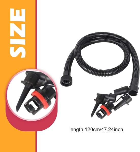 Elektrische Luchtbed Pomp - Draagbare Inflator Deflator - Snel Opblazen - Universele Adapterset - 120 cm slang - Zwart — afbeelding 5
