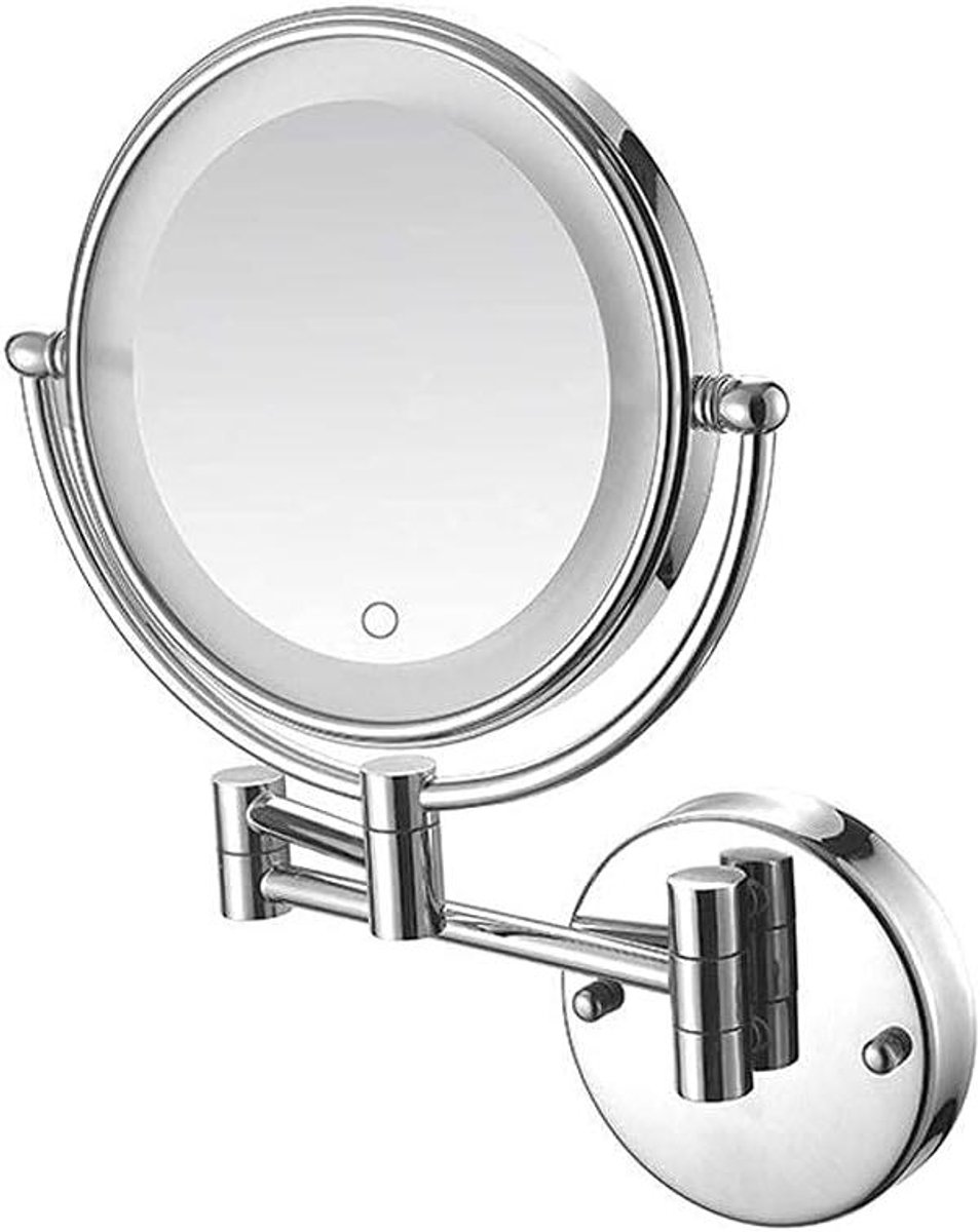 Wandspiegel - Vergrotende spiegel - Make-up aanbrengen - 360 graden draaibaar - 8 inch - Chroom