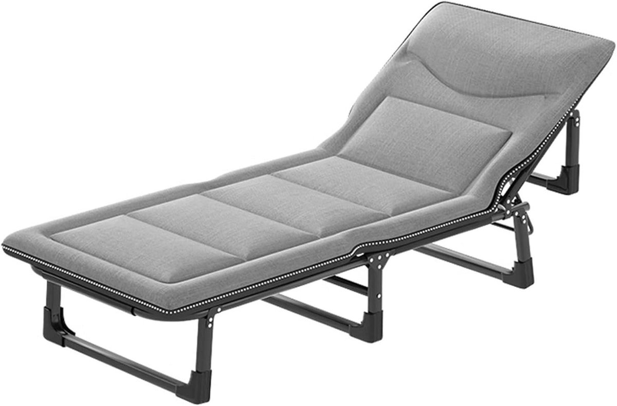 Opklapbed met matras - Vouwbed gastenbed - Comfortabel relaxen - 4-positie verstelbaar - 190 x 68 cm - Lichtgrijs