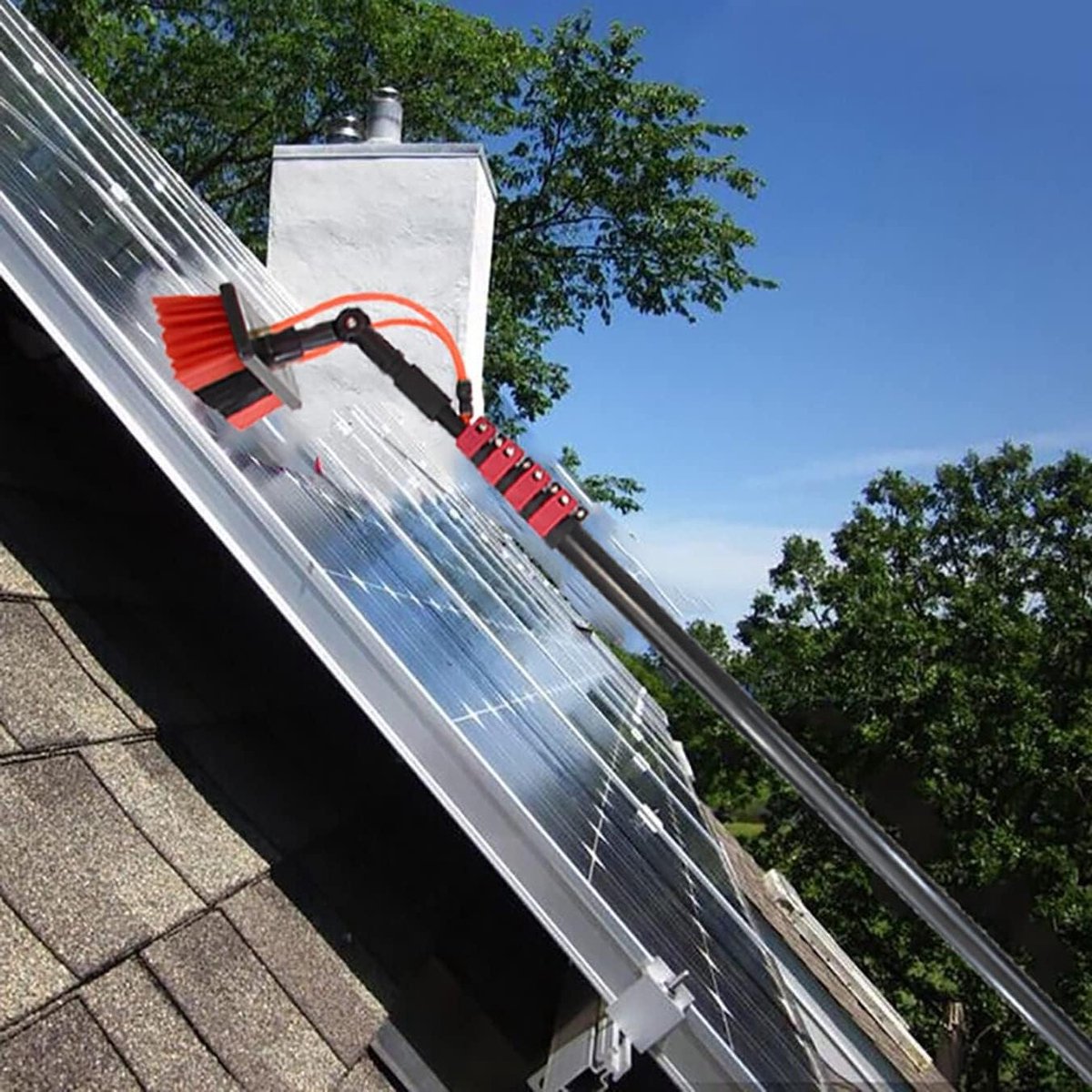 Ruitenreiniger Telescoop - Wasborstel Zonnesysteem - Hoge Ramen Wassen - Watergevoed Systeem - Tot 11m - Zilver