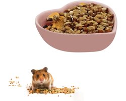 Hartvormige keramische voer- en drinkbak voor kleine huisdieren, geschikt voor hamsters, cavia's en andere knaagdieren, wasbaar en duurzaam (Roze)