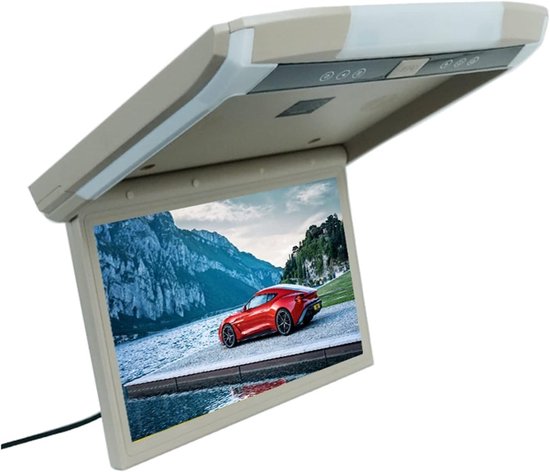 Automonitor Hoofdsteun - Auto TV Scherm - Reizen met Kinderen - Neerklapbaar 180° - 12.1 inch - Beige — afbeelding 3
