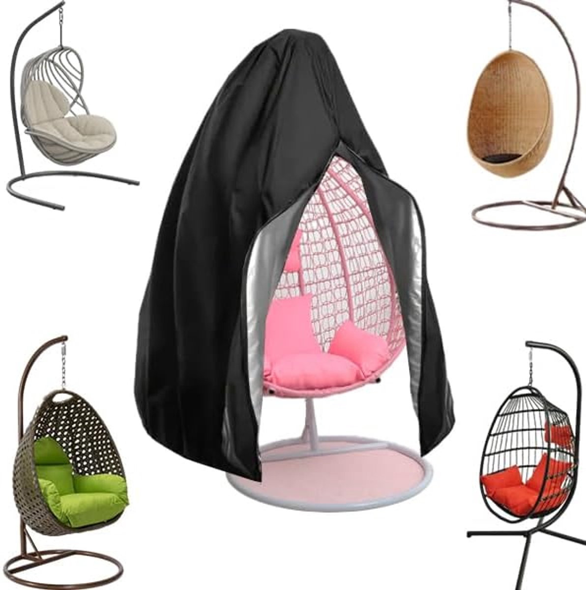 longziming Beschermhoes Hangstoel - Hangstoel Beschermhoes Met Rits - 210D Oxford Waterdichte En Winddichte Afdekhoes Voor Hangstoel - 190x115cm - zwart