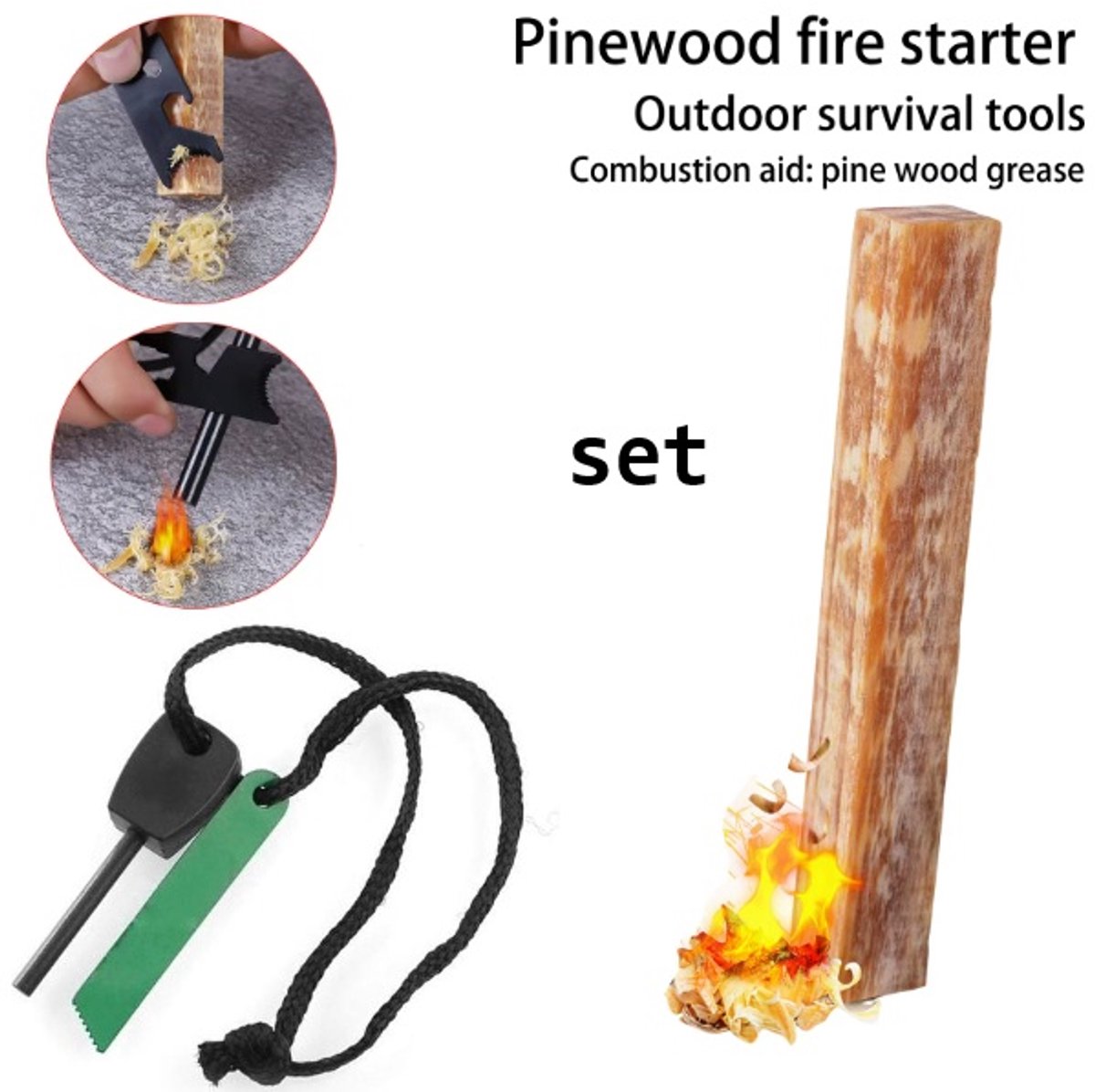 Han-Bar® Magnesium Outdoor Vuurstarter – Firesteel Hout(1 set)