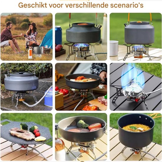 Kampeer Kooktoestel - Outdoor Brander - Buiten Koken - Winddicht Ontwerp - 14x9 cm - Zilver — afbeelding 5