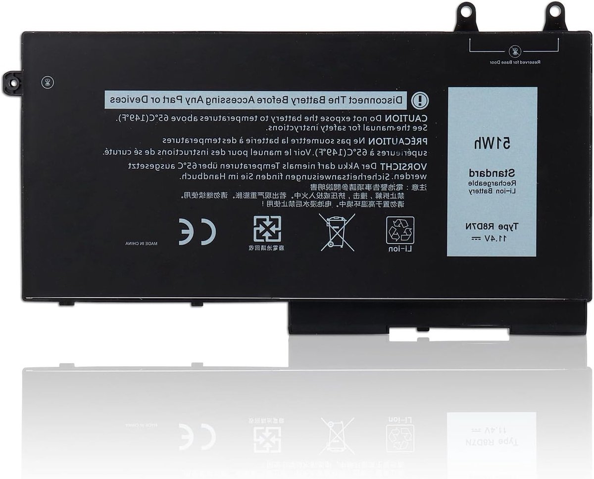 Batterij Compatibel met Dell Inspiron en Latitude Series - 11.4V 51Wh, Lange Levensduur, Hoge Kwaliteit