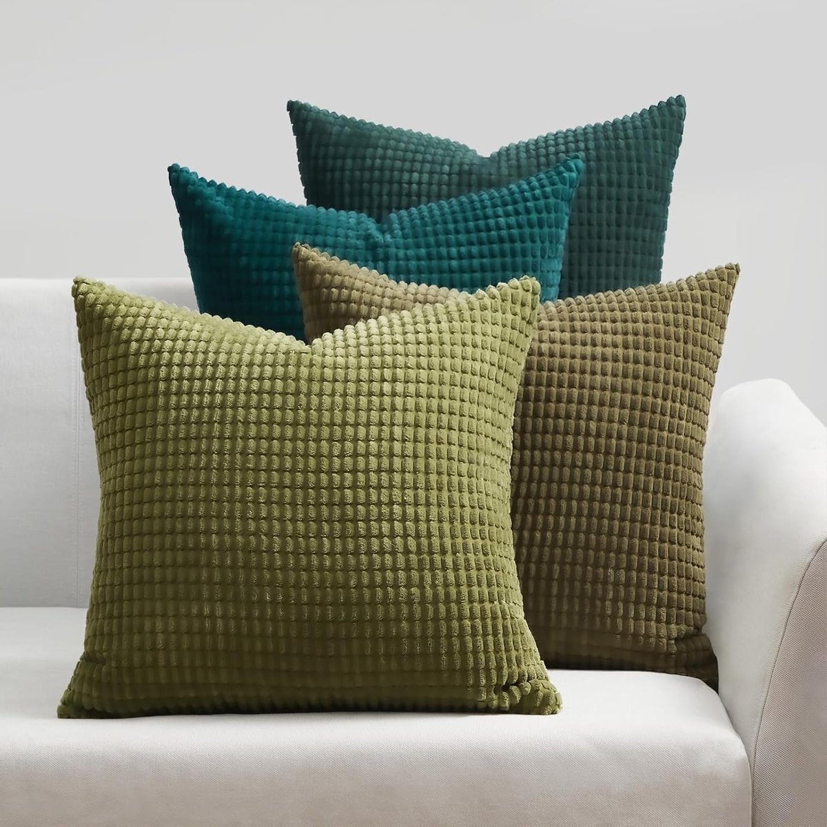 Set van 4 Kussenhoezen met Maïsstrepen 50x50cm voor Sofa en Bed - Decoratie voor Woonkamer, Slaapkamer en Tuin in Corduroy met Gradient Kleuren