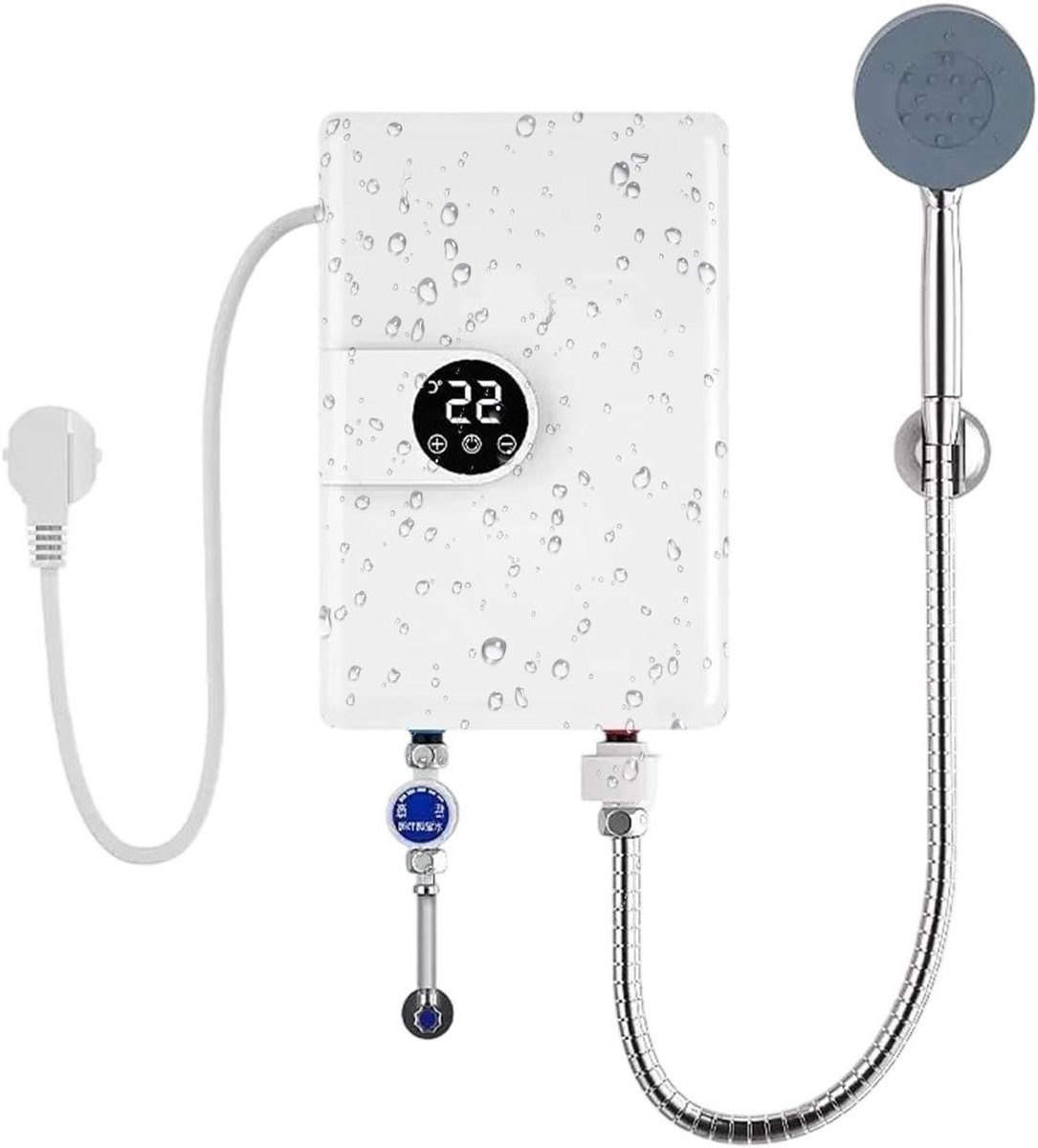 Doorstroomboiler - Elektrische Boiler - Snel Warm Water - Digitaal Display - 30.5 x 1 cm - Wit