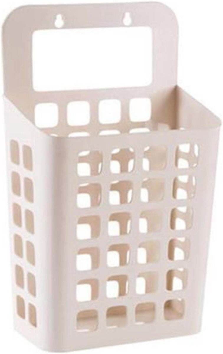 Wasmand - Opvouwbare mand - Huishoudelijke opslag - Aan de muur gemonteerd - 23x16x37cm - Beige