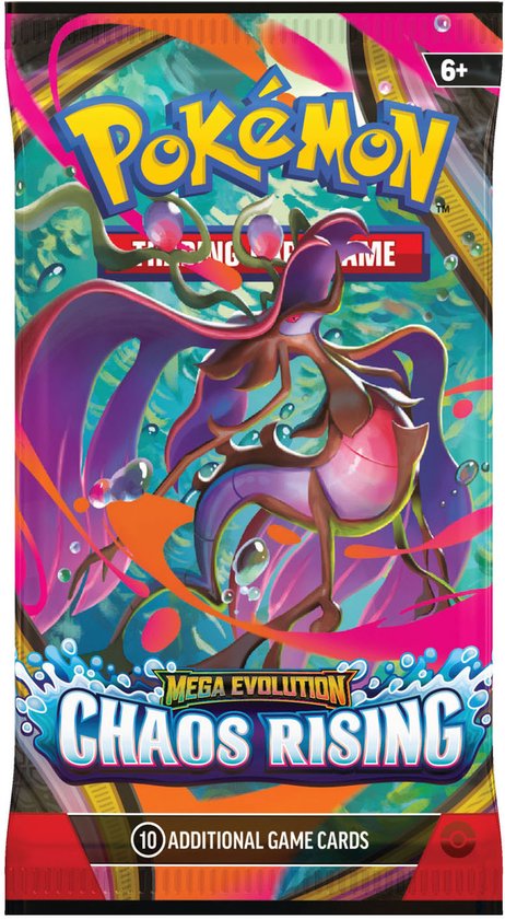 Paquet de cartes à collectionner Pokémon représentant un Pokémon violet avec de longs tentacules ondulés.