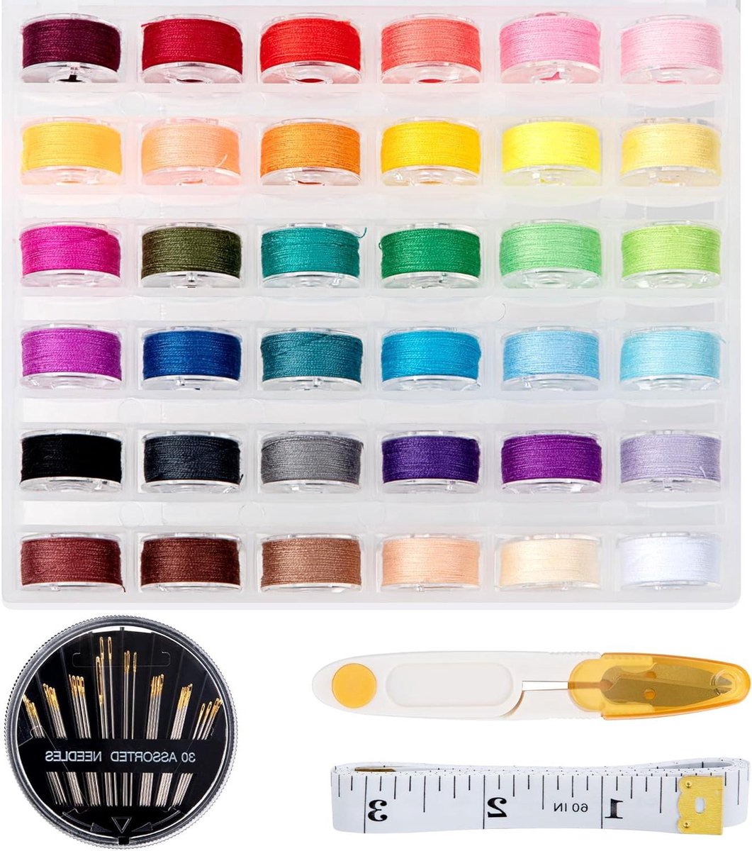 Naaimachine Spoelen - Garen Spoelen Set - Kleding Repareren - 36 Verschillende Kleuren - 36 Stuks - Multicolor