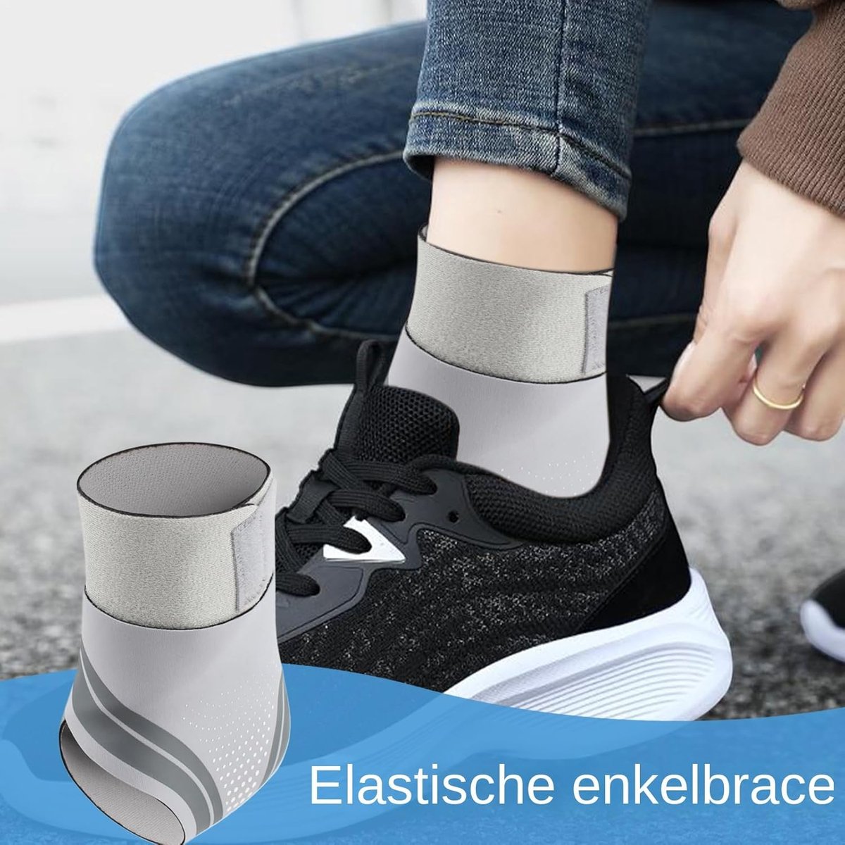 Sport Enkelbrace - Enkel Support Wrap - Sportprestaties Verbeteren - Adaptieve Compressie - Unisex - Grijs