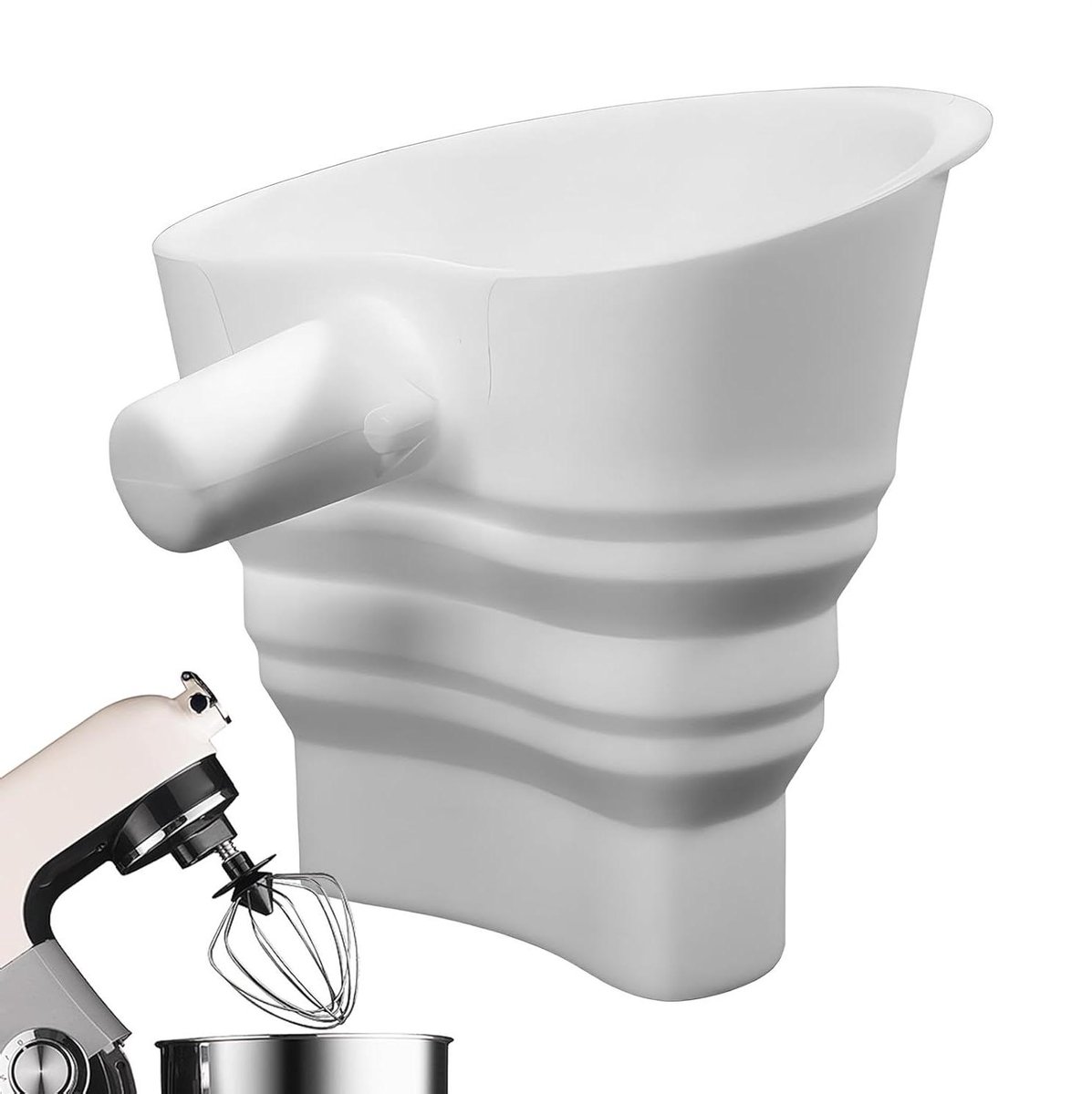 Universele Glijbaan - Meeltrechter Keukenmachine - Ingrediënten Toevoegen - Hittebestendige Siliconen - 135 x 12 cm - Wit