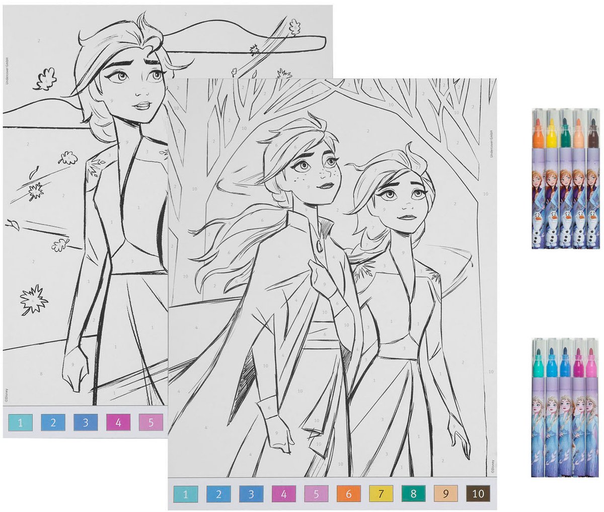 Kleuren op Nummer Set Frozen