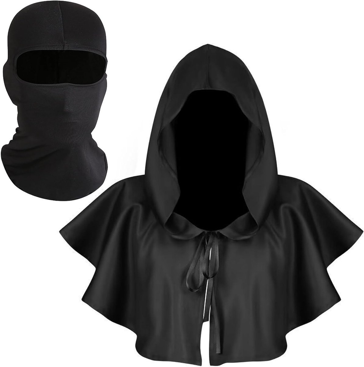 Hooded Cape voor Halloween en Carnaval - Unisex Korte Cape met Balaclava voor Feestjes en Kostuums