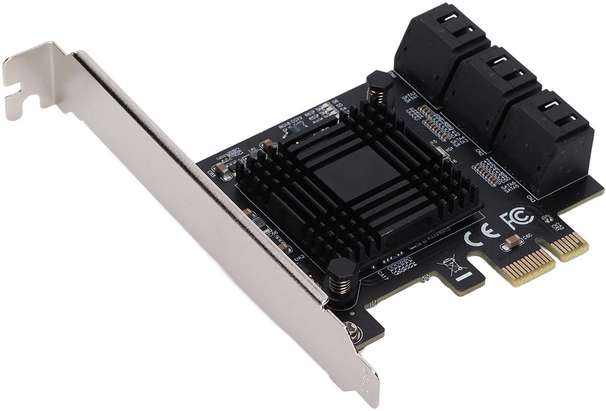 Dailygoody PCI E-kaart - 6-poorts - Uitbreidingskaart - Compatibel met SATA I/II - Geschikt voor XP/Vista/8/10/Linux - Voor snelle dataoverdracht