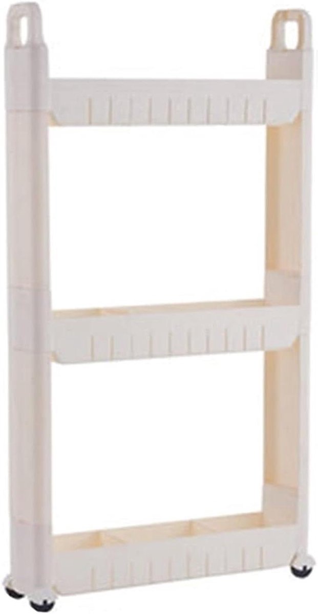 Smalle Opbergwagen - Keukenrek Rolbaar - Ruimte Besparen - 10cm Breed - 3 Laags - Wit