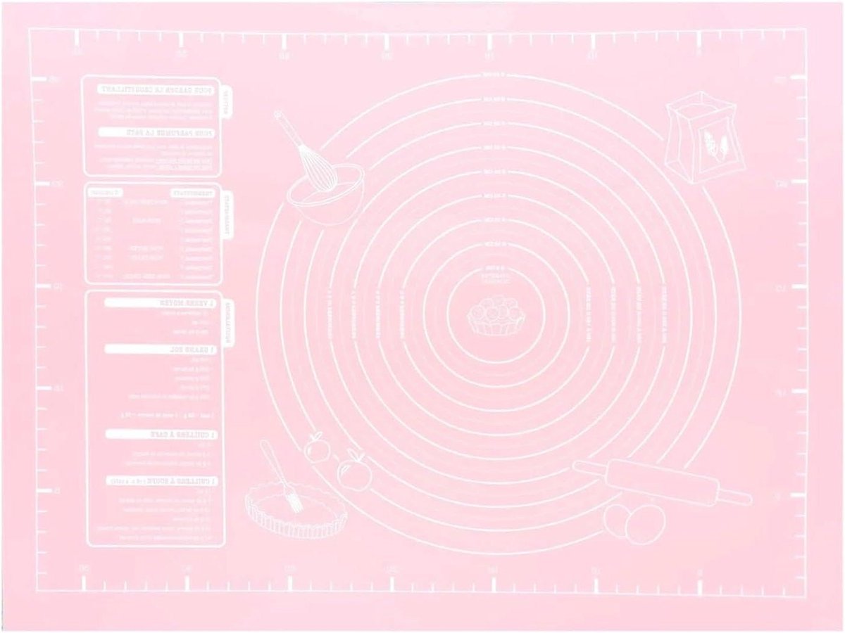 Bakmat Siliconen - Deegroller Pad - Deeg Kneden - Antiaanbaklaag - 40x30cm - Roze