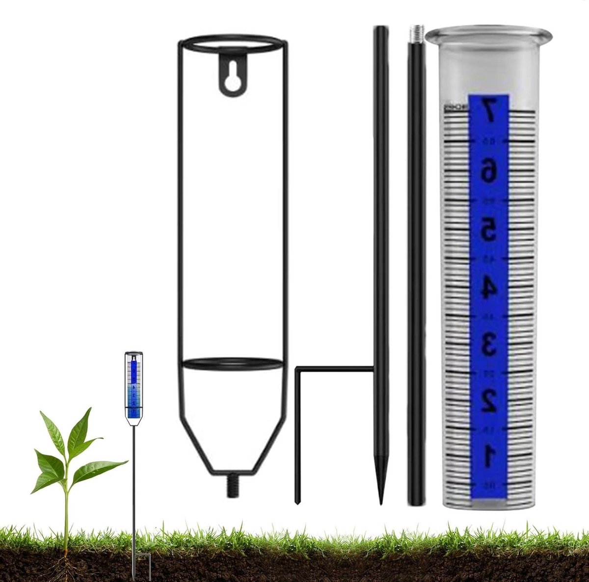 Regenmeter Tuin - Meetinstrument Buiten - Neerslag Monitoren - Robuust PVC Materiaal - 27 x 7.6 cm - Transparant