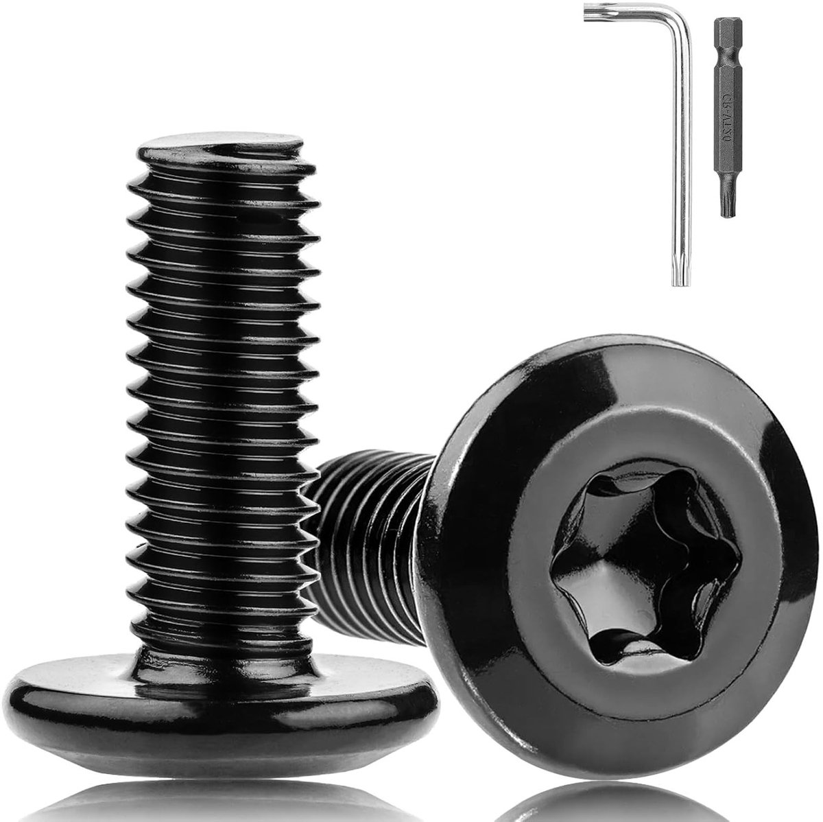 Set van 25 platte schroeven M4 x 10 mm, lenskop schroeven, zwart roestvrij staal, machine schroeven voor meubels, hout en bevestiging met Torx schroevendraaier