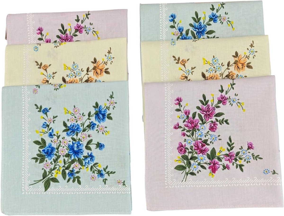 Katoenen Zakdoeken - Bloemenprint Doekjes - Dagelijks Gebruik - Herbruikbaar Mode Accessoire - 29x29 cm - Multicolor
